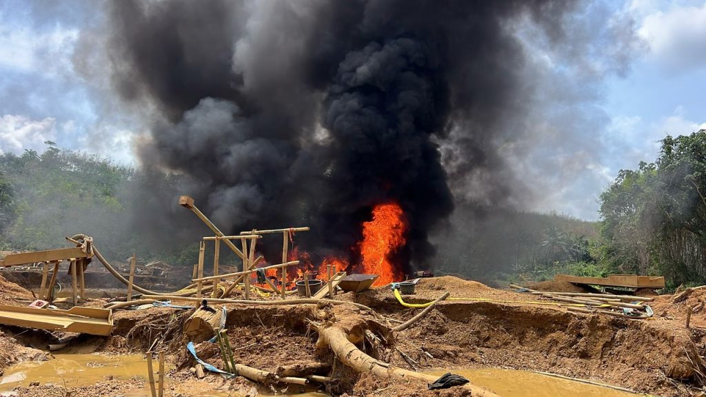 NAIMOS LAUNCHES FIERCE CRACKDOWN ON GALAMSEY IN ATWIMA MPONUA FOREST, SEIZES EXCAVATORS